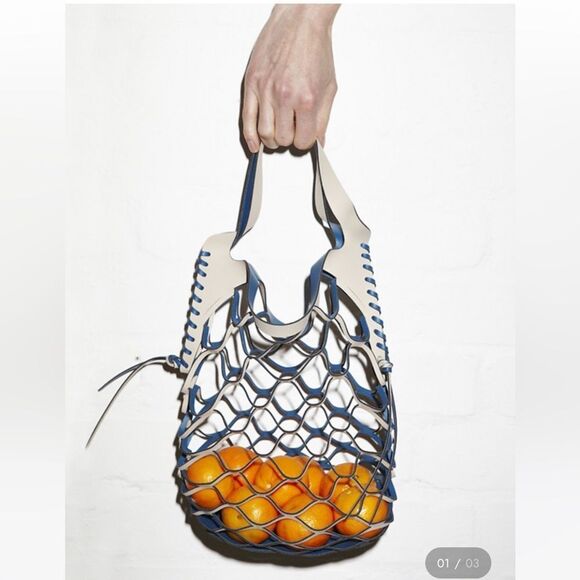Decke Eudon Choi  Mavika Bag Tote Rare Womens Leather Cream/Teal NWT - Picture 1 of 14